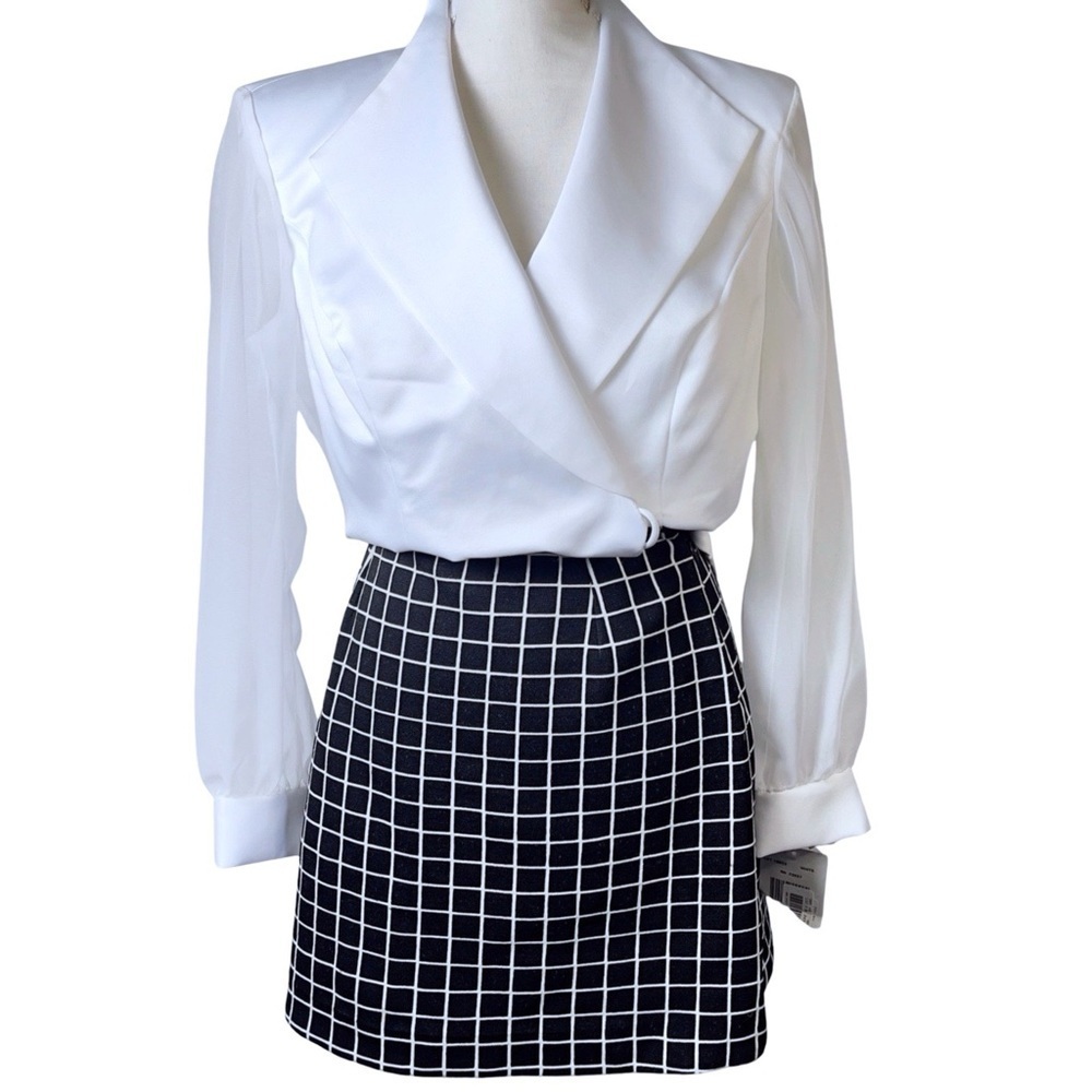 Vintage Versace Black White Plaid Viscose Mini Skirt